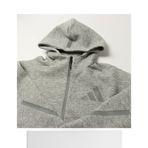 日本直邮阿迪达斯男士 ZNE Premium 全拉链连帽衫 (JW4752)中灰色 - 图3