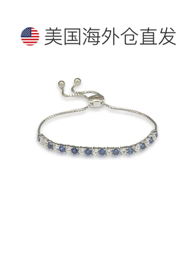 自营Suzy Levian 纯银蓝宝石和钻石口音可调节 Bolo 网球手链 -