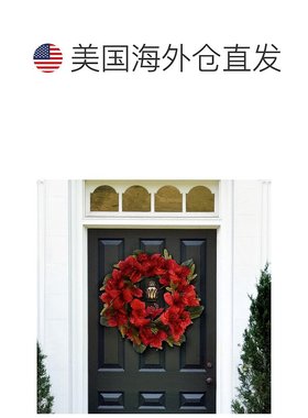 自营 safavieh人造 24 英寸孤挺花和玉兰叶花环 - 红色/绿色 美国