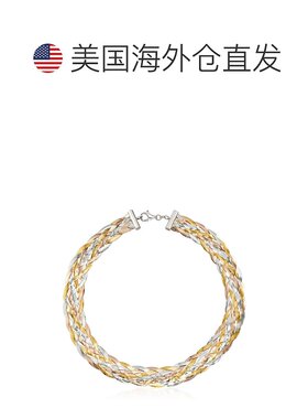 Ross-Simons 意大利三色纯银编织人字领项链 - 20 英寸 【美国奥
