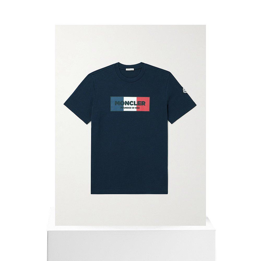 1h可退 香港直邮Moncler 盟可睐 男士 修身徽标印花棉针织T恤 8C0,淘宝优惠券,粉丝福利购,淘宝优惠卷