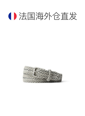 自营欧洲直邮Ralph Lauren拉夫劳伦 男士珍珠灰色牛皮绒面革编织