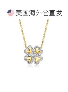 自营Ross-Simons Diamond Clover Necklace in 18kt Gold Over St