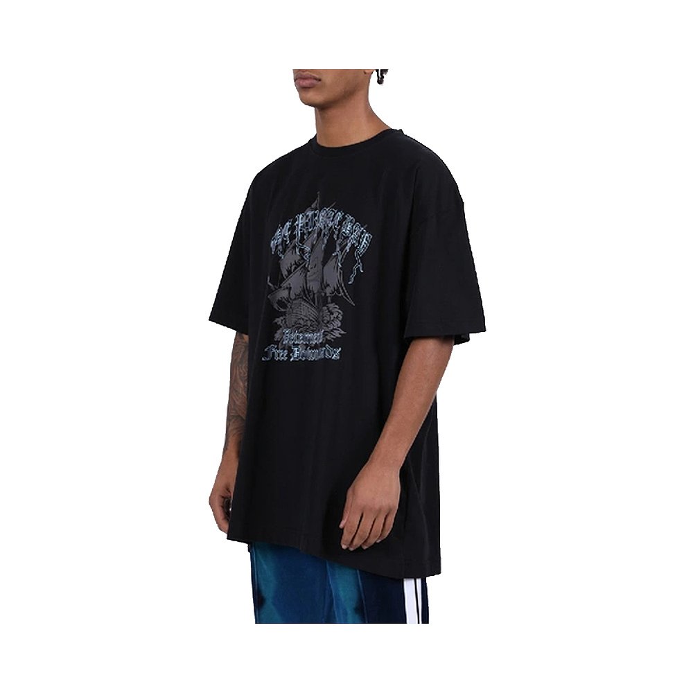 香港直邮VETEMENTS 男士黑色印花棉质短袖T恤 SS20TR133-BLACK - 图0