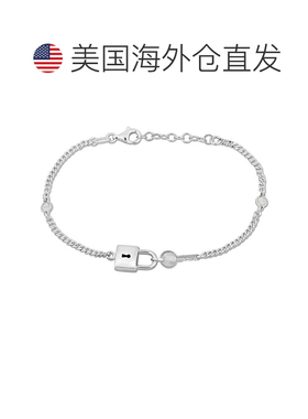 自营mimi & max925 纯银 2 毫米锁链和钥匙吊饰手链 - 6.5+1 英寸