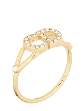 欧洲直邮Dior迪奥CLAIR D LUNE系列女士戒指金色logo造型镶钻简约