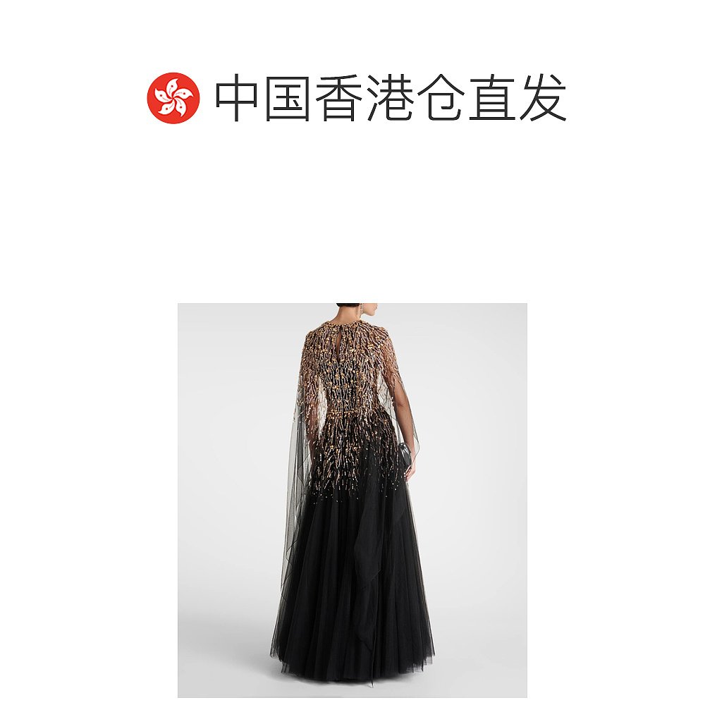 香港直邮潮奢 Jenny Packham 女士 Ursula 精饰披肩薄纱睡裙 0003 - 图1