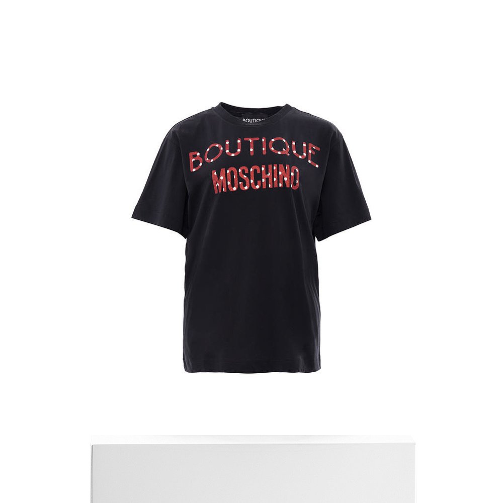 香港直邮BOUTIQUE MOSCHINO 女士黑色棉质短袖T恤 RA1207-1140-55 - 图3