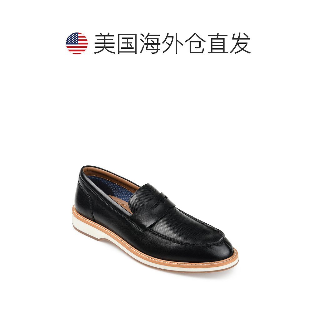 Thomas & Vine Watkins Wide Width Embossed Penny Loafer - 黑 - 图1