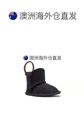 澳大利亚直邮EVERAU柔软可爱羊皮毛一体迷你靴子合金钥匙扣黑色