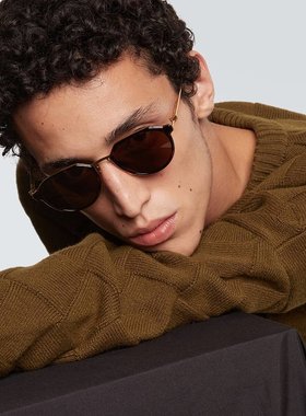 潮奢 Bottega Veneta 葆蝶家 男士 Panthos 圆形太阳眼镜 000973