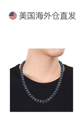 自营Mimi & Max 8-8.5 毫米圆形黑色淡水养殖男士珍珠项链配大号