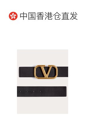 香港直邮奢淘 Valentino 黑色V 字扣环腰带 男 UY【付后1h可退】