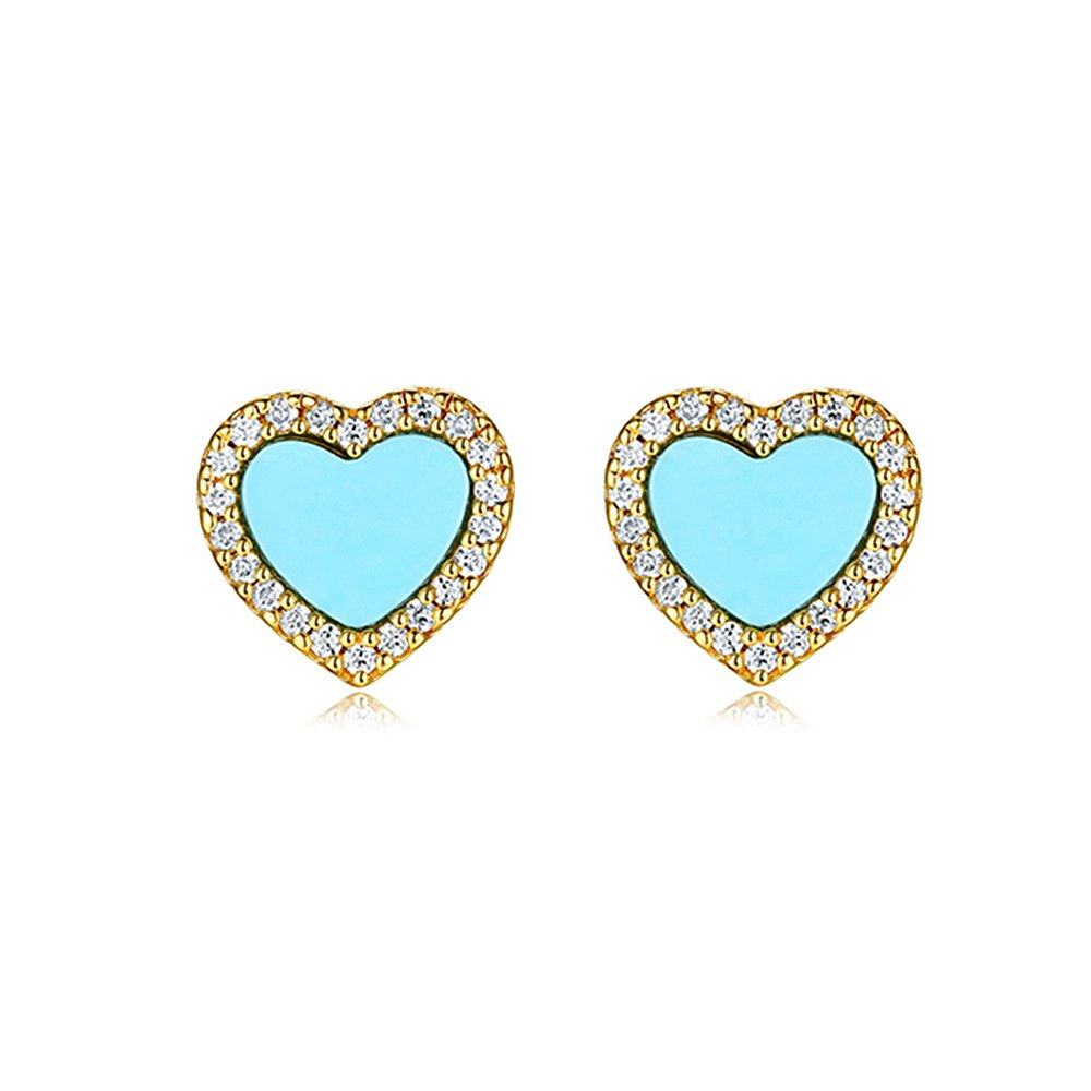 自营apmmonaco女士金色湖蓝色拼色爱心耳钉时尚新年礼物,淘宝优惠券,粉丝福利购,淘宝优惠卷