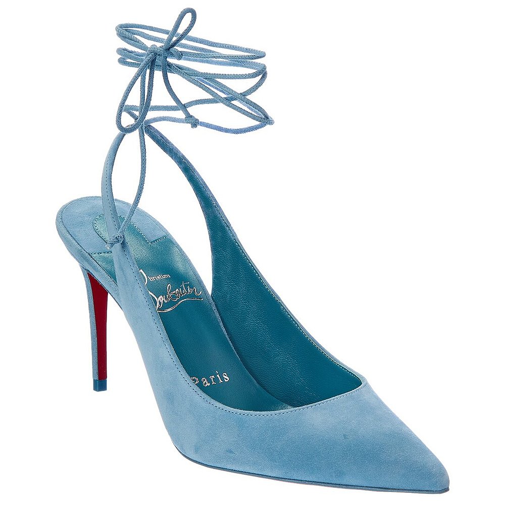 Christian Louboutin 系带 Kate 85 绒面革高跟鞋 - 蓝色 【美国 - 图2