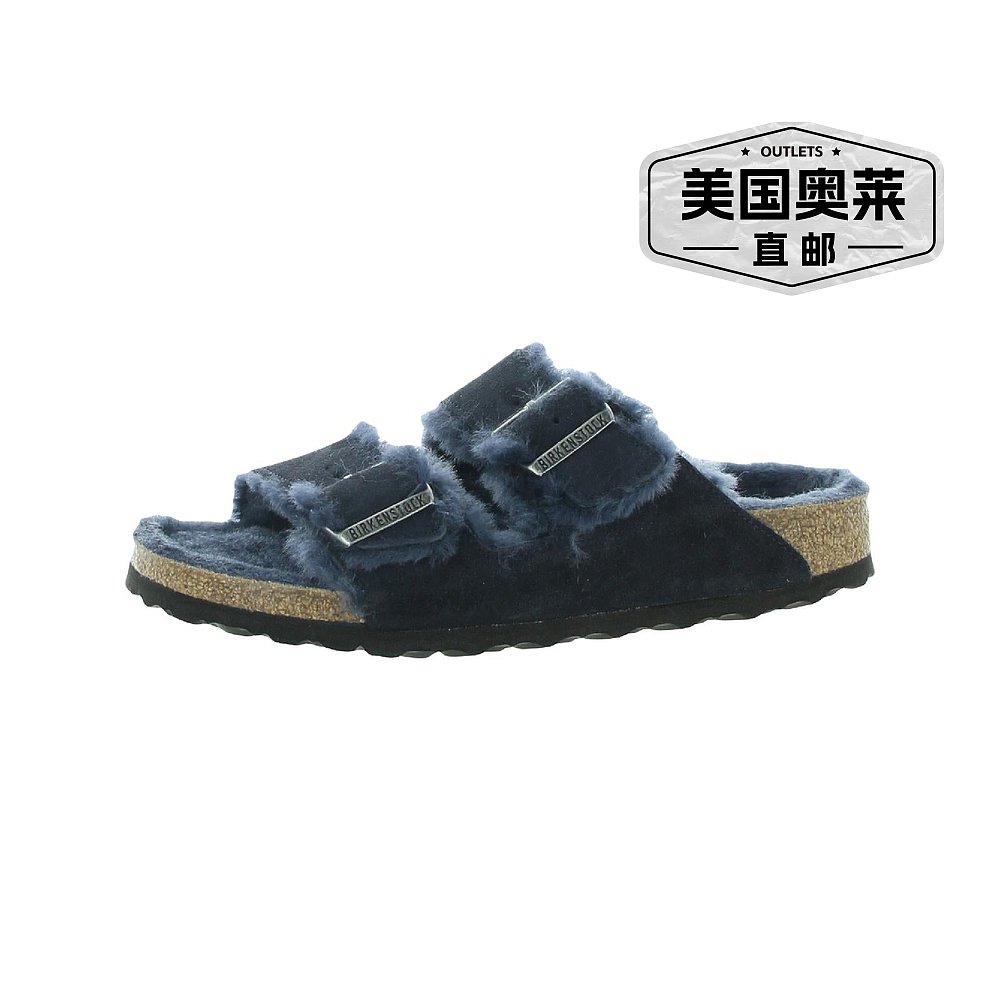 birkenstockArizona 剪羊毛女式软木扣鞋垫凉鞋 - 黑色 【美国奥 - 图0