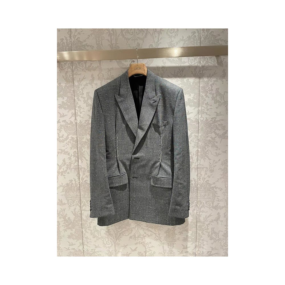 香港直邮DIOR HOMME 灰色翻领西服上衣 243C252A-5633-880