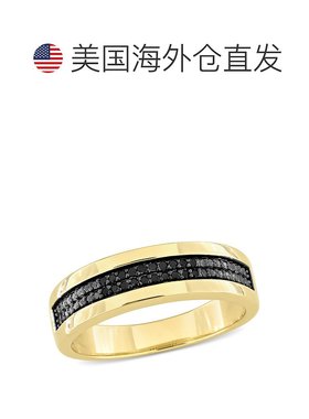 自营 Mimi & Max 1/10 克拉 TDW 黑钻石男士双排周年纪念戒指镀黄