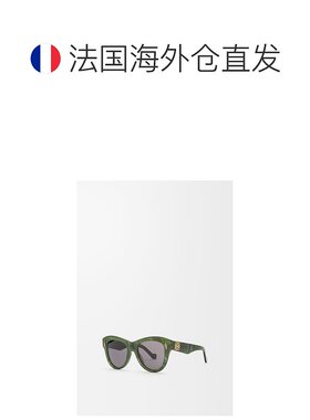 自营1h可退 欧洲直邮Loewe罗意威 女士绿色醋酸纤维梯形太阳镜