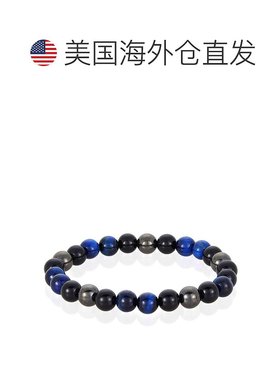 自营 Crucible Los Angeles 8 毫米串珠弹力手链，配有蓝色虎眼石