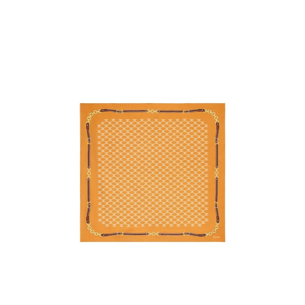 香港直邮CELINE 女士围巾 2AWB60ZV1GDN1 AW2025 黄色 HERITAGE丝 - 图2