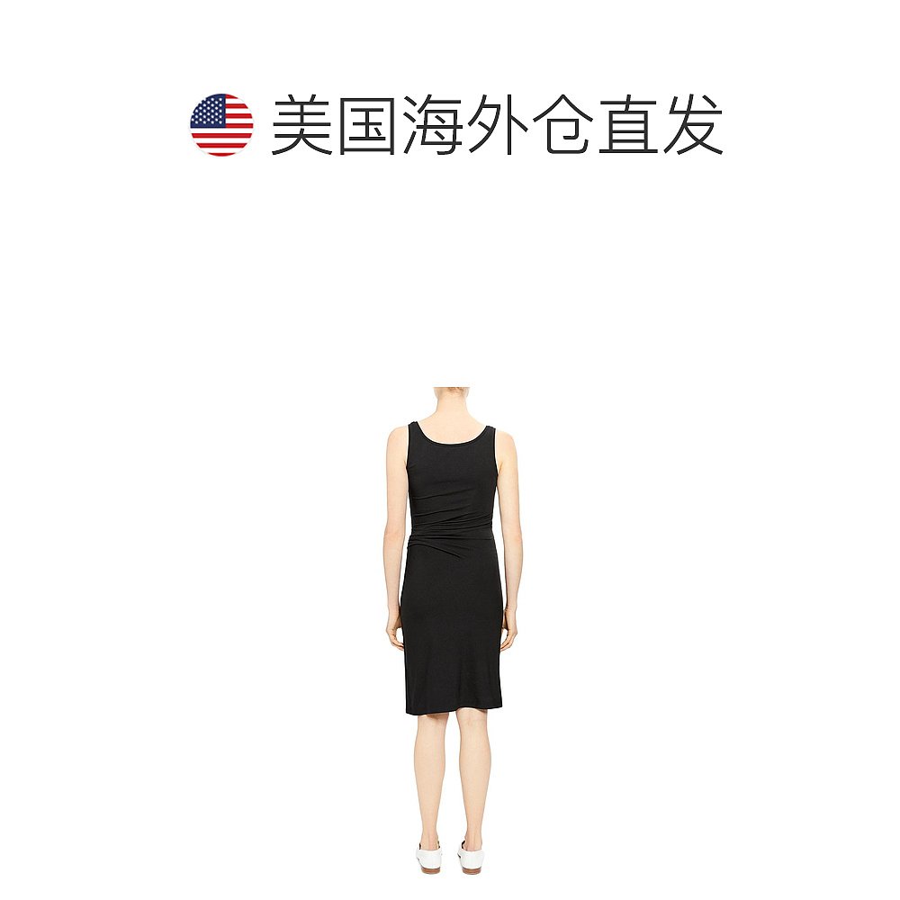 theory女式圆领褶饰背心裙黑色红字【美国奥莱】直发-图1