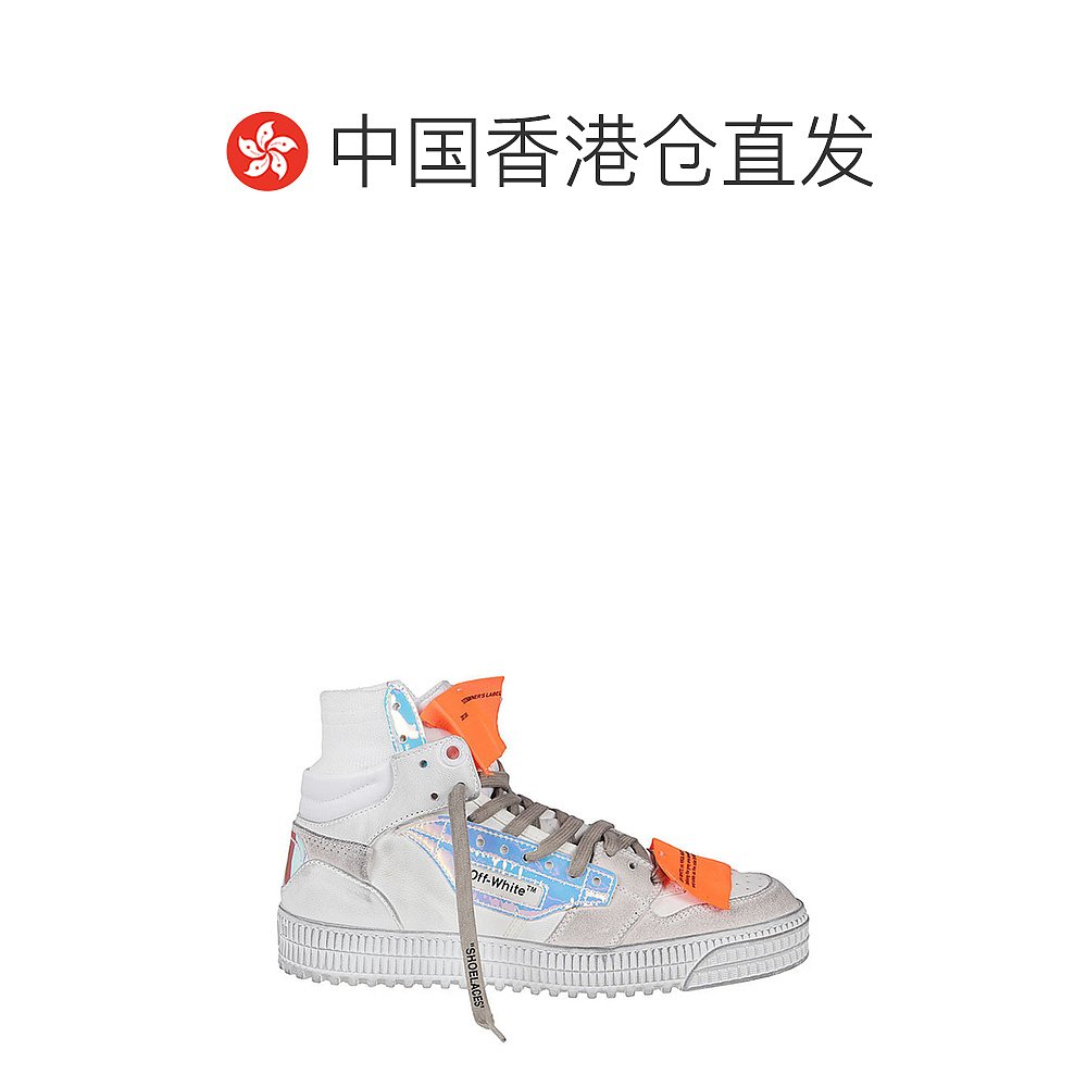 香港直邮OFF WHITE男士皮革橡胶logo贴花箭形标识时尚高帮板鞋休O - 图1