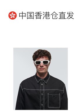 1h可退 香港直邮潮奢 Prada 普拉达 男士 矩形太阳眼镜 white白色