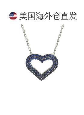 自营Suzy Levian 蓝色方晶锆石纯银心形吊坠 - 蓝色 美国奥莱直发