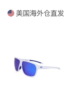 自营 Under Armour中性款62毫米蓝色太阳镜-哑光白蓝色 美国奥莱