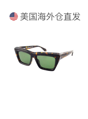 自营off-white米白色方形全边太阳镜，哈瓦那框架和绿色镜片Oeri1