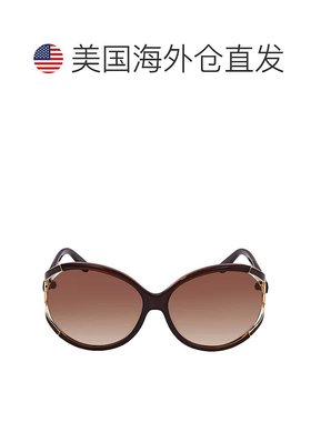 自营Salvatore Ferragamo Brown Gradient Round Ladies Sunglass