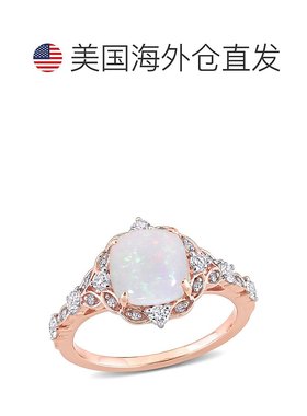 自营 mimi & max10K 玫瑰金 4/5 CT TGW 蛋白石白色蓝宝石和钻石