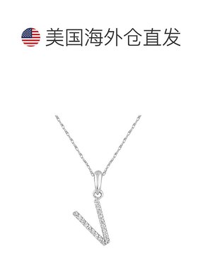 自营 sabrina14k 白金和钻石初始项链 - 白色 v 美国奥莱直发吊坠