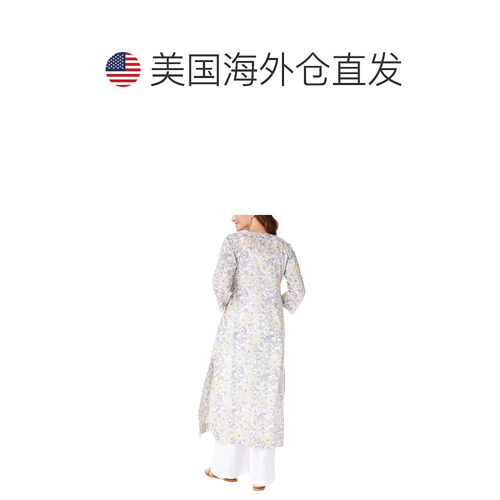 roller rabbit滚轮兔子蕾丝情人节 Anu Long Kurta-白色【美国-图1