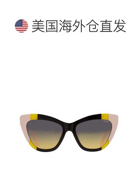 自营Moschino Grey Shaded Green Cat Eye Ladies Sunglasses MOS