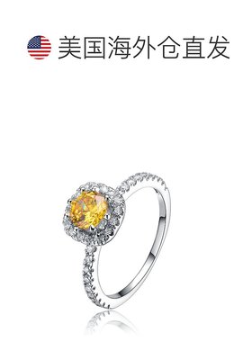 自营 GENEVIVE 纯银黄色立方氧化锆单石戒指 - 黄色 美国奥莱直发