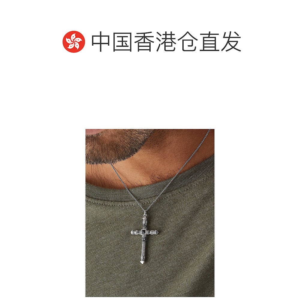 香港直邮潮奢 Thomas Sabo 女士Rebel Crucifix 纯银缟玛瑙吊坠项 - 图1