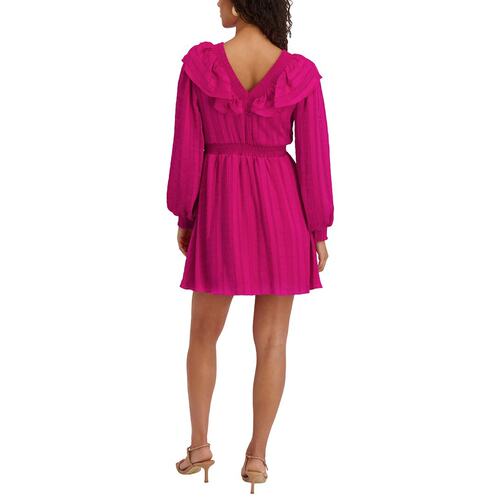 自营Kensie Satin Striped Chiffon Mini Dress - purple 美国奥 - 图2