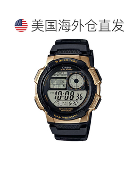 自营Casio Men’s Digital Watch with Black and Gold Dial - AE