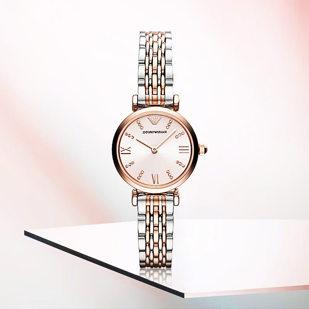Direct mail from Hong Kong Armani Armani watch for women with diamond-encrusted steel belt and quartz expression as a gift for girls