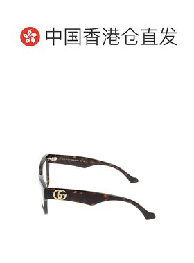 香港直邮GUCCI 女士眼镜 GG1424O006 CO 黑色 几何框平光镜古驰