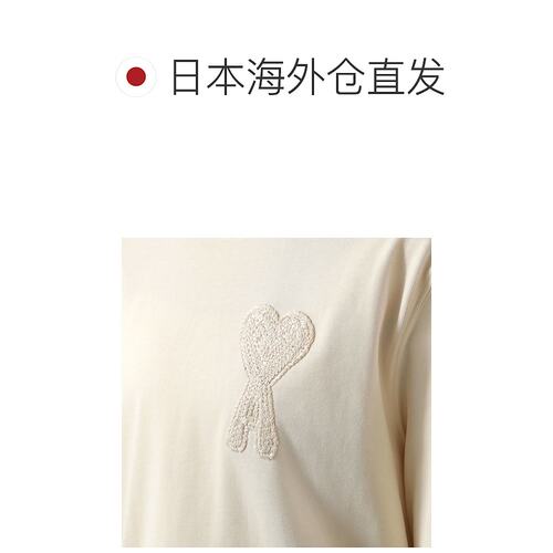日本直邮Ami Paris女士短袖棉质圆领心形标志刺绣 T恤 Ami de Coe - 图1