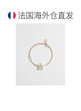 自营欧洲直邮Dior迪奥 Brush & Bloom 女士金色金属淡水珍珠花朵