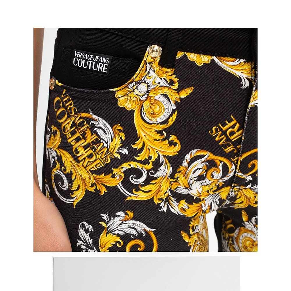 香港直邮VERSACE JEANS 女士黑色图案牛仔裤 A1HZA0SM-SP900-899 - 图3