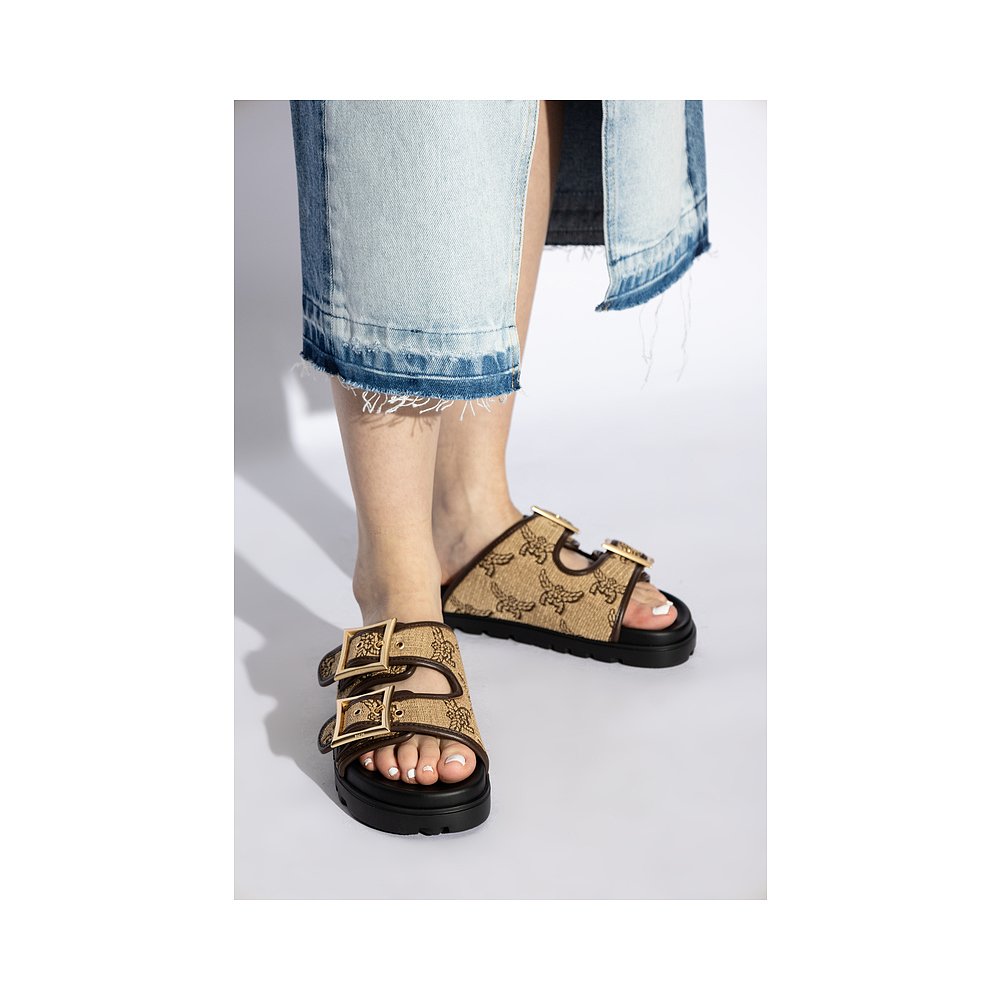 1h可退 MCM 女士拖鞋 MESFSMM070IN SS2025 浅棕色 Slides with V - 图0