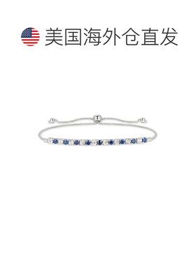 1h可退 【美国直邮】Macy's|14k 金蓝宝石（1/2 克拉总重）和钻石