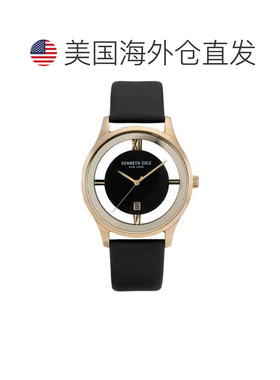自营Kenneth Cole Men's 44mm Quartz Watch - black 美国奥莱直