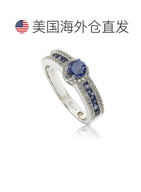 自营Suzy Levian Sterling Silver Blue Sapphire & Diamond
