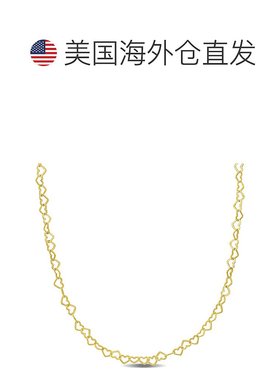 自营 Mimi & Max 3 毫米心形链环项链，镀黄色纯银 - 16 英寸 -